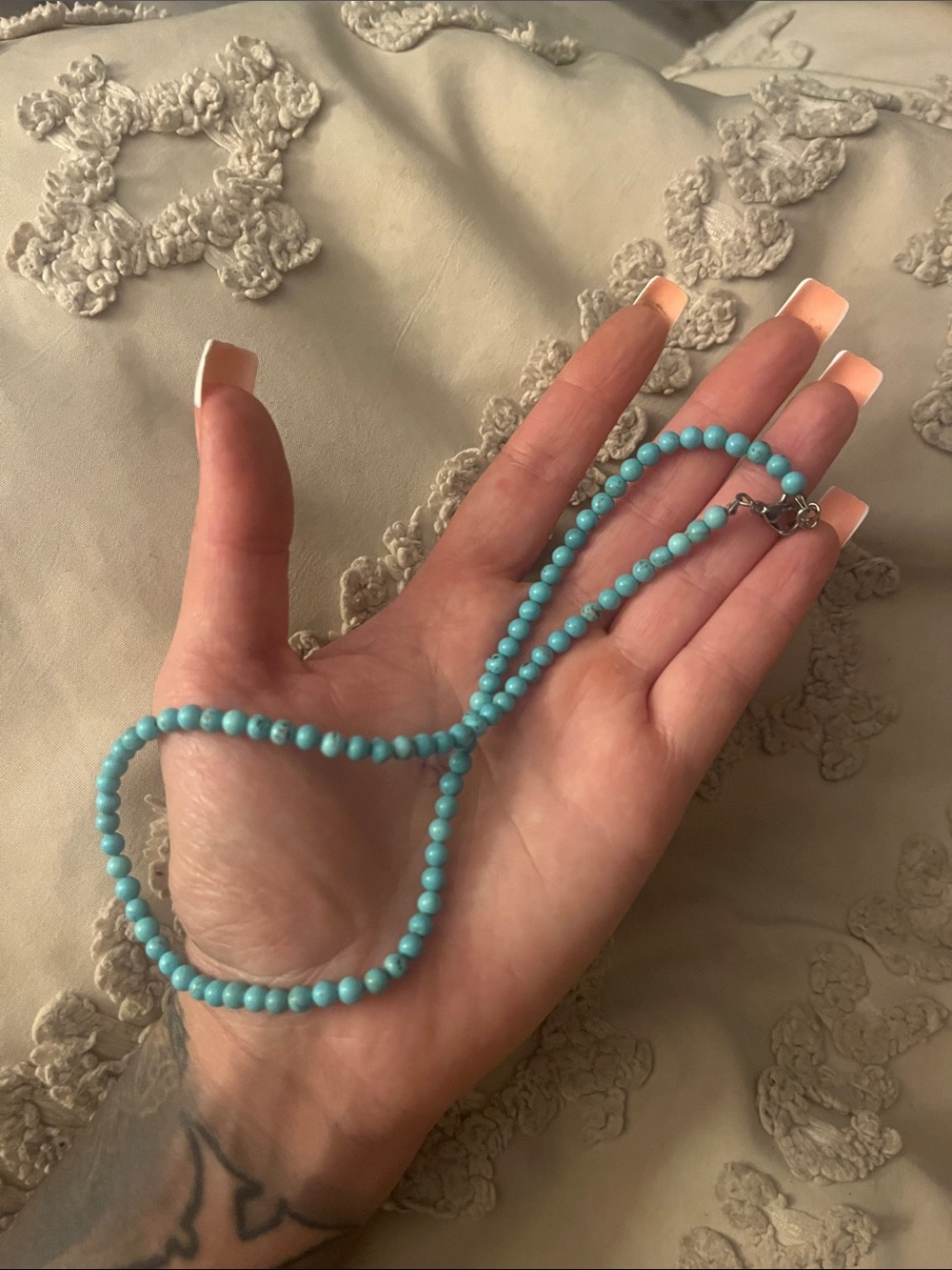 Turquoise Beaded Necklace - Elegant Blue Bead Strand